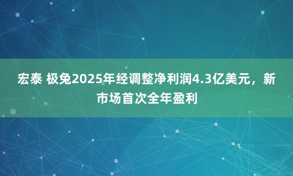 宏泰 极兔2025年经调整净利润4.3亿美元，新市场首次全年盈利